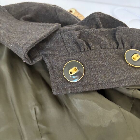 Anthropologie Tabitha Oxer Military Ruffle Green Wool Jacket Size 4 - Picture 9 of 12